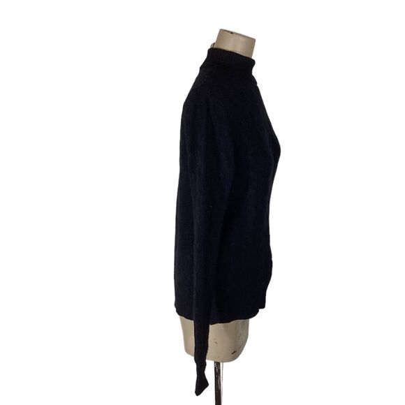 Ralph Lauren Black Knit Cashmere Lamb Skin Button Turtleneck Sweater Women’s L - Picture 4 of 6